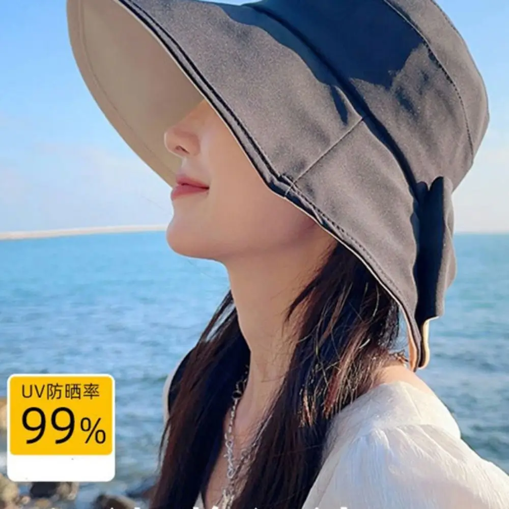 أناقة القوس صياد قبعة قابلة للطي الكورية نمط قبعات الحماية من الشمس حماية من الأشعة فوق البنفسجية التجفيف السريع الصيف واسعة حافة Sunhat #4