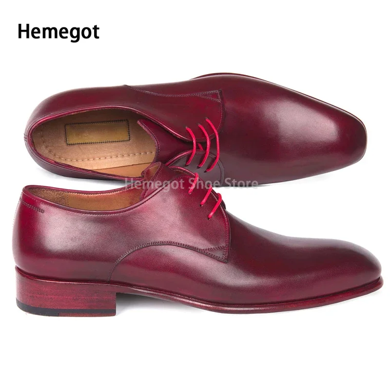 Reddish Brown Dress Shoes Men Luxury Lace Up Brand Genuine Leather Party Business Shoes Comfort Derby Shoes Top Quality Shoes