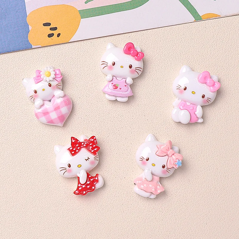 Cartoon Glossy Dress-up Hello Kitty Diy Resin Accessories Jewelry Handmade Hairpin Mobile Phone Case Water Cup Headdress Gift