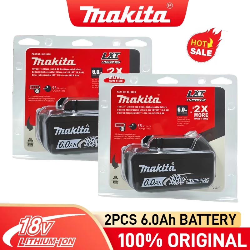 

100% Genuine Makita, 6Ah Makita 18V Battery, for BL1860B BL1840 BL1830B BL1850B BL1860 BL1815 Replacement Lithium Battery
