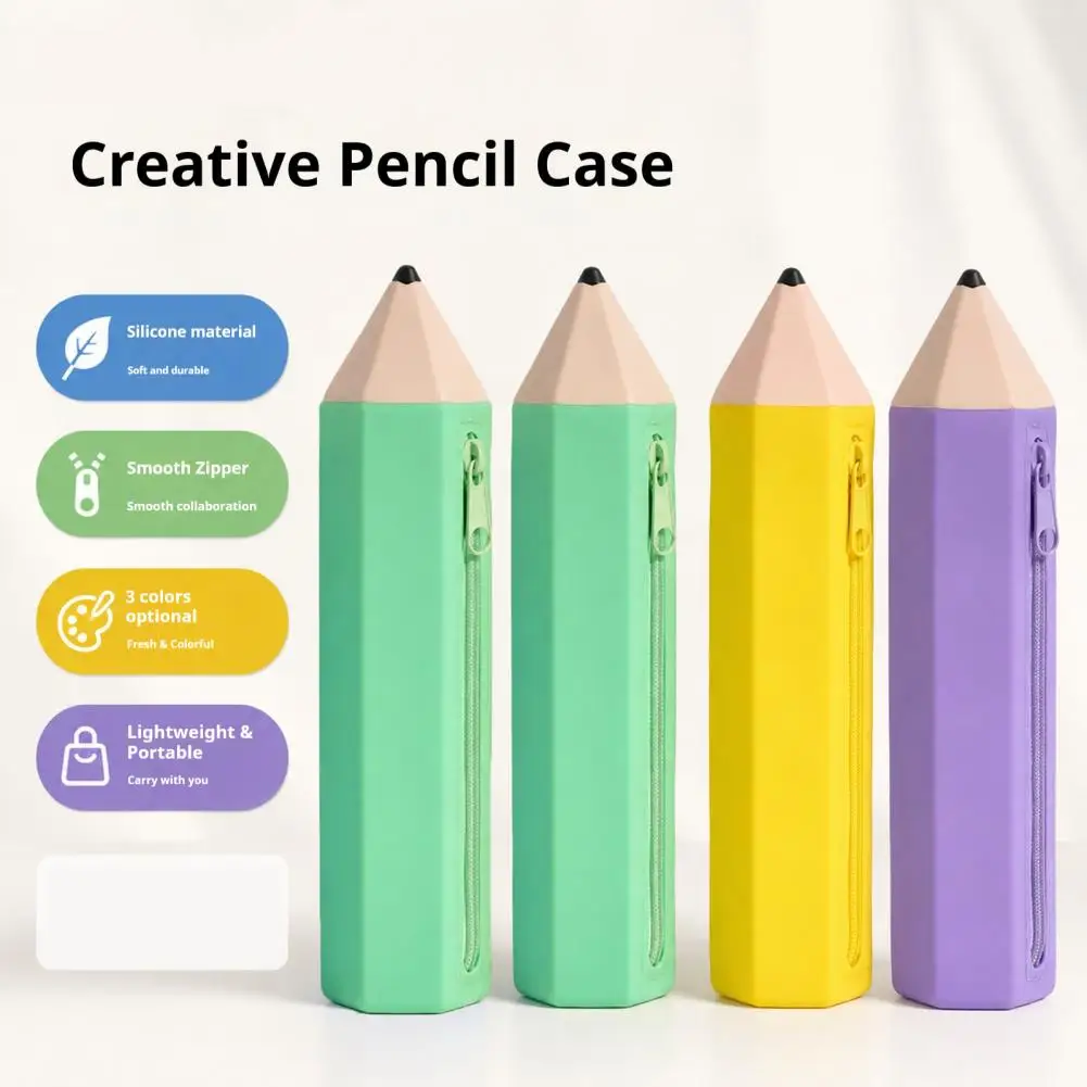 Capacity Organizer Bag Waterproof Silicone Pencil Case with Zipper Stationery Organizer Pouch for Pens Erasers Rulers School