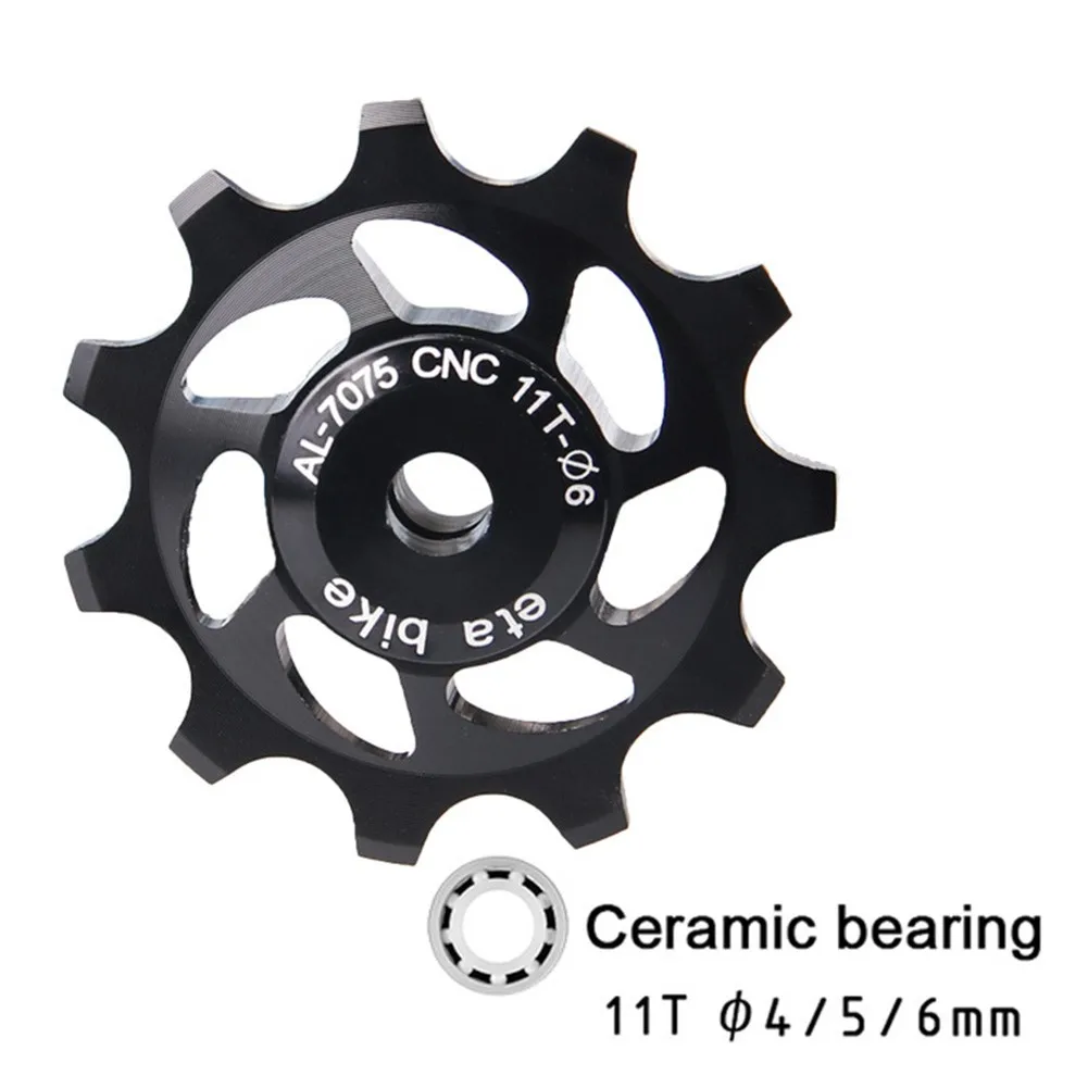 

11T керамический подшипник колеса шкив велосипед дорожный велосипед задний переключатель подшипник из сплава с ЧПУ натяжное колесо детали для горного велосипеда