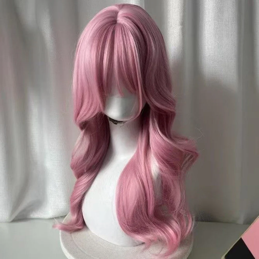 Pink wig, long hair,artificial simulated hair anime game Accessoires, Cosplay, full headgear, curly hair, photo show props