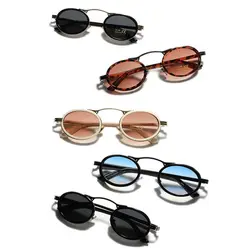 2024 Punk Sunglasses Women's Fashion Oval Sun Glasses Vintage Metal Frame Shades Small Female Eyewear UV400 Protection