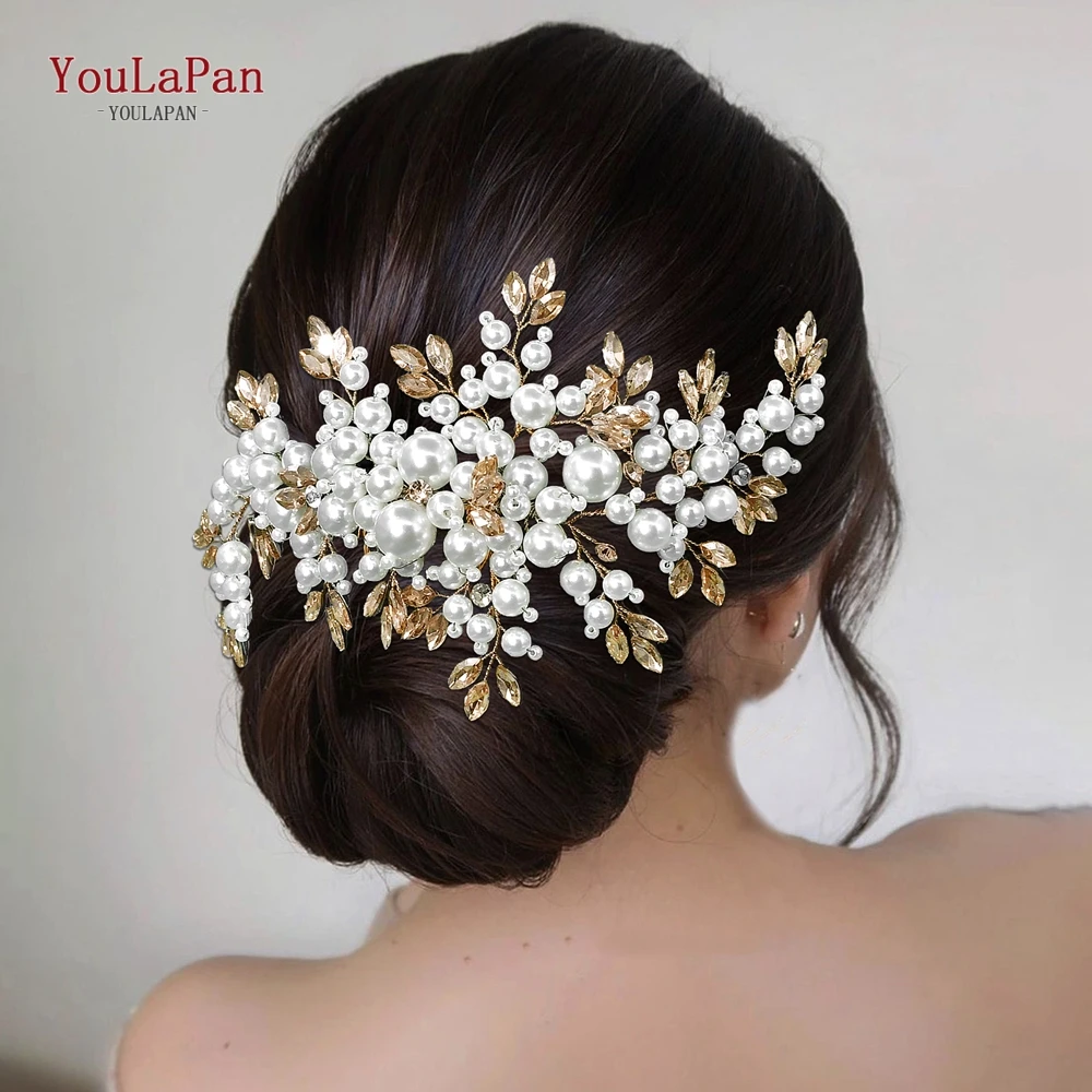 

YouLaPan Bride Hair Comb Wedding Hair Accessories Bridesmaid Rhinestone Headdress Fashion Pearl Headwear Holiday Headpiece HP917