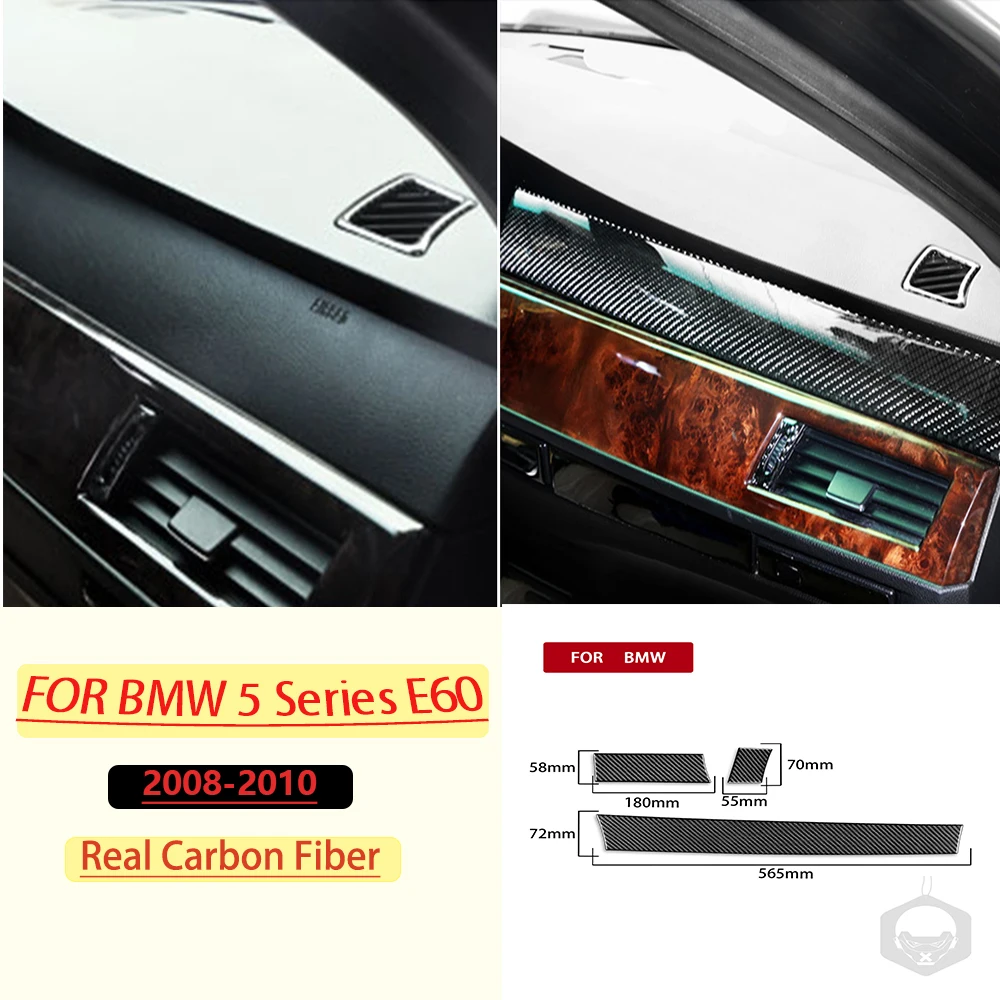 Real Soft Carbon Fiber For BMW 5 Series E60 2008-2010 Car Dashboard Panel Trim Customizable Car Sticker Interior Accessories