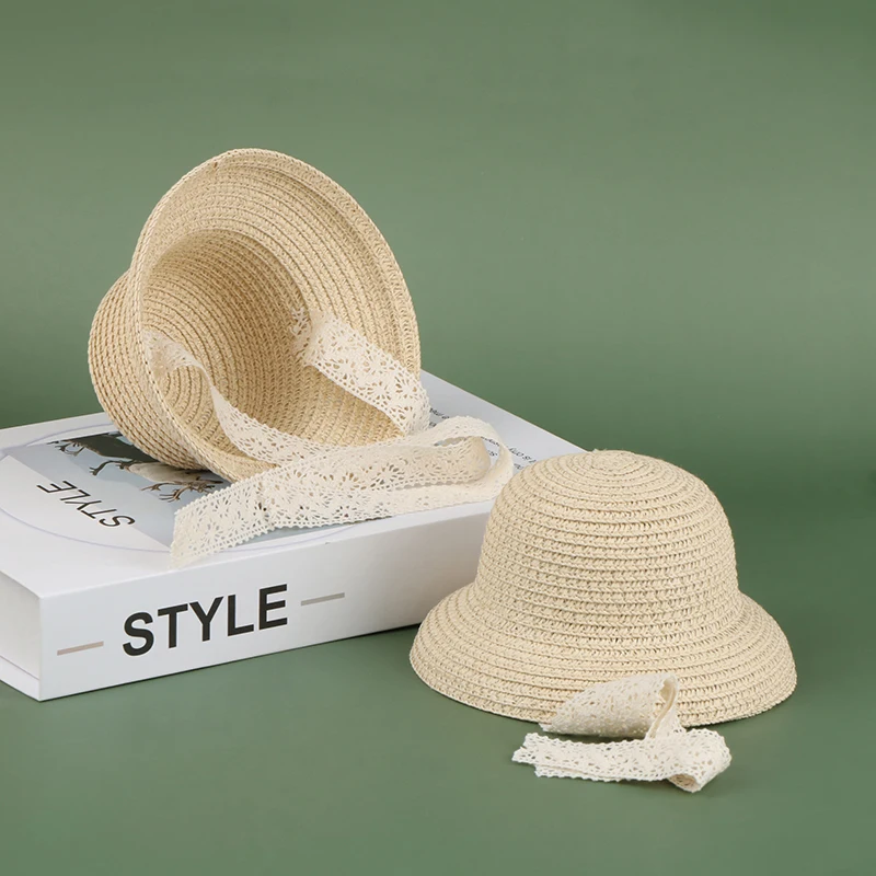 New Fashion 9cm Doll Hat Mini Lace Strap Hand-woven Straw Hat For 1/6 Doll Accessories Decoration