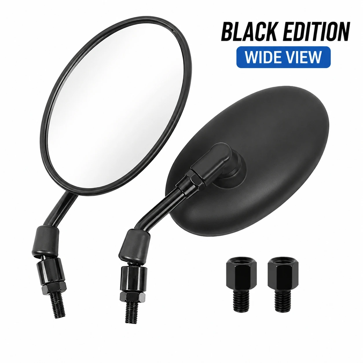 Universal Motorcycle Rearview Mirror Oval Side Mirror M8 M10 Thread HD Convex Glass for Scooter Electric Bike Tricycle