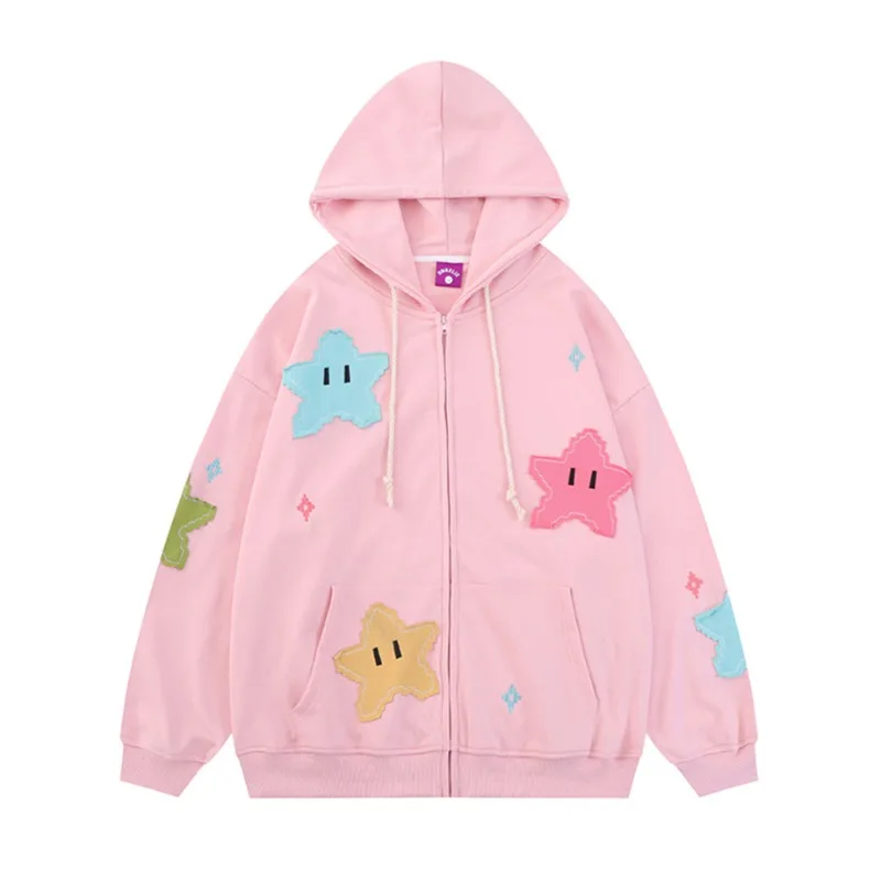 

HOUZHOU Y2K Zip Up Hoodie Kawaii Harajuku Printing Streetwear Women's Clothing Oversized Hoodie Sweatshirt Fashion Casual Tops