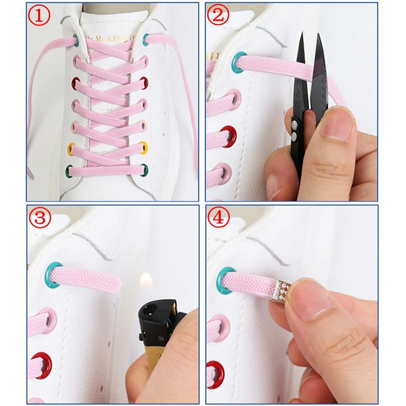 Плоские шнурки, эластичные шнурки с металлическим замком, шнурки для обуви без завязок, легко снимают ленивые шнурки для кроссовок