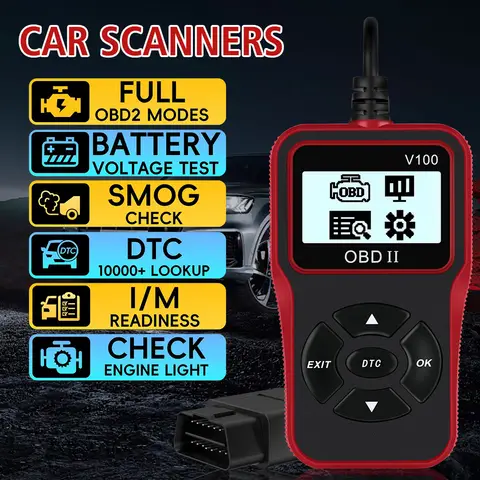 Obdii EOBD 자동차 진단 도구 obd 2 스캐너 디지털 디스플레이 16 핀 범용 v100 obd2 코드 리더