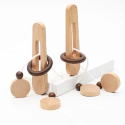 Montessori Wooden Toys Intelligent Unlock Luban Kong Ming Lock Brain Teaser IQ Puzzles Adult Kids Decompression Thinking Games