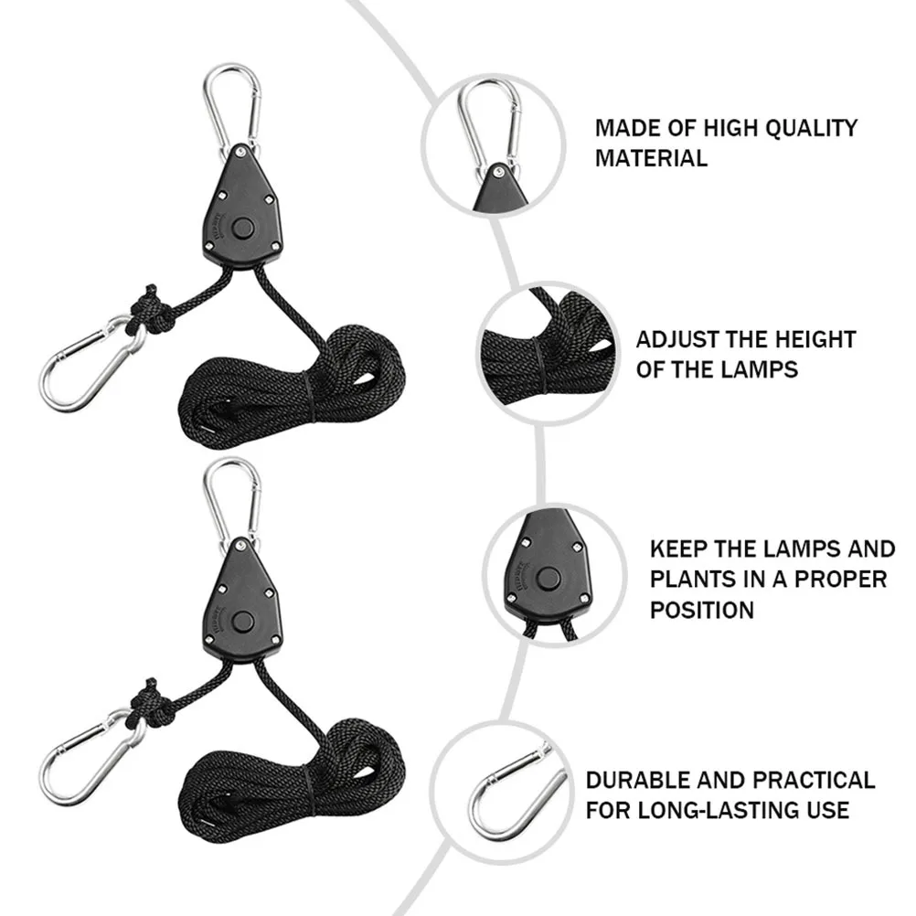 

4 шт. крючки для освещения растений, регулируемые вешалки для веревки для ламп для выращивания, 1/8 дюйма, металлический зажим, подвесные веревки, шкив, подъемная система