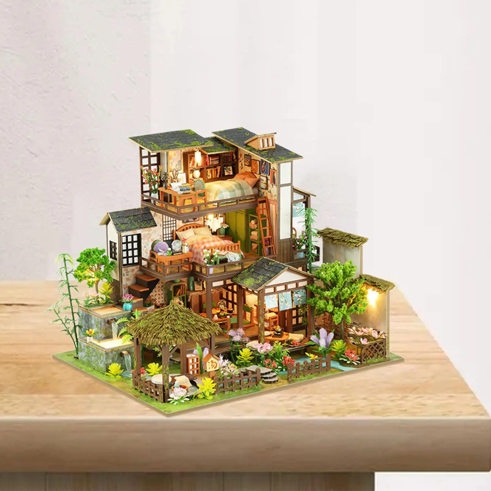 Casa de muñecas en miniatura de madera para niños y adultos, bricolaje, juguetes creativos, decoración del hogar con luces, pequeños Kits de construcción con muebles