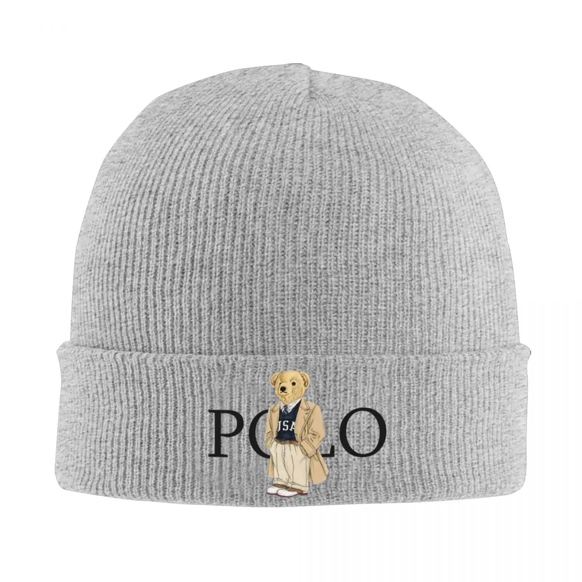 Luxury Brand Vintage Bear Polos Accessories Winter Rib Knit Cuffed Beanie For Men Women Knitted Caps Bonnet Knit Hat