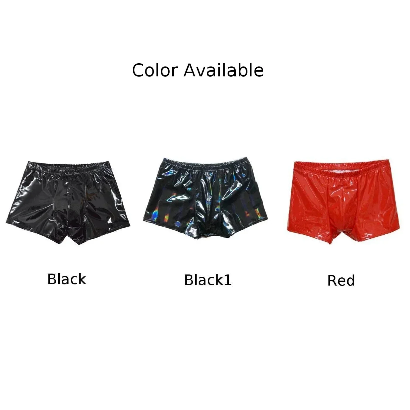 Boxershort erkekler şort kısa külot yüzük şık Wetlook lateks erkek Faux deri kısa iç çamaşırı boyutu L 4XL