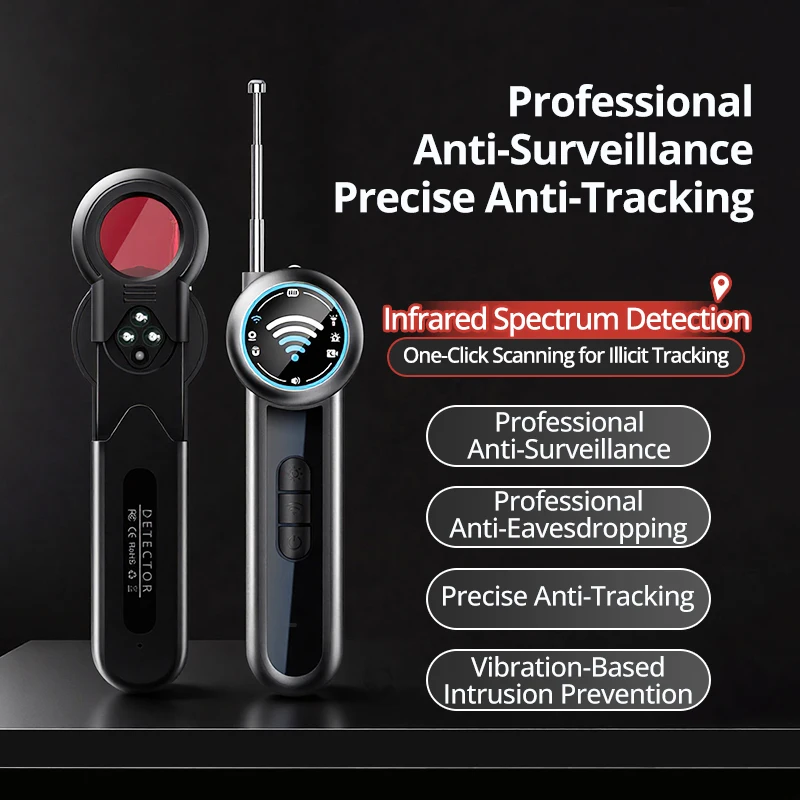 Stealth Camera Detector, with OLED Display, Anti-peeping Tool, Stealth Camera Finder, Vehicle Monitoring Detector, Infrared Sensor, RF Detector, Anti-peeping Device, Tracking And Protective Equipment for Travel