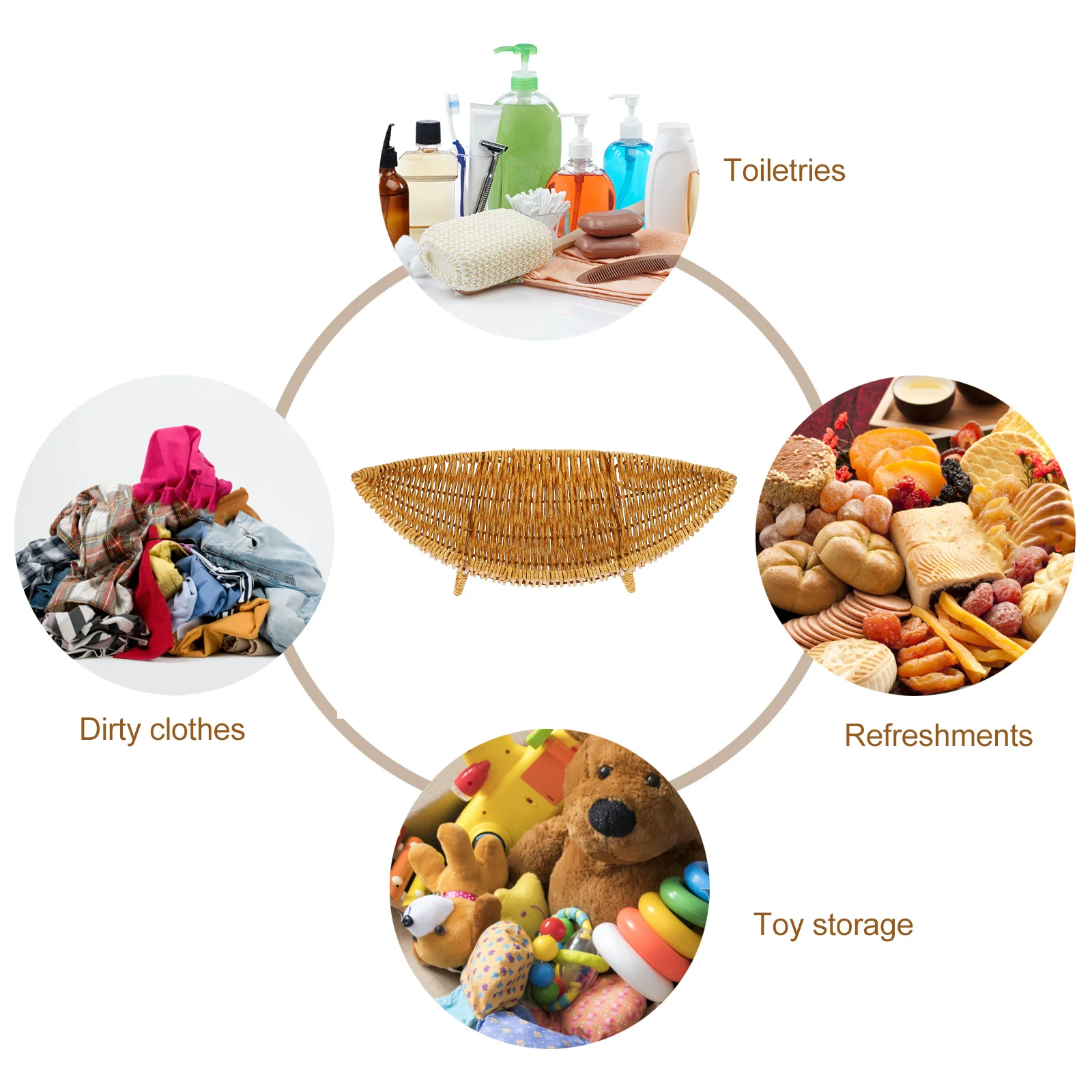 

Imitation Rattan Fruit Basket Decorative Storage Tray for Kitchen Living Room Home Snack Bread Holder Fruit Organizer