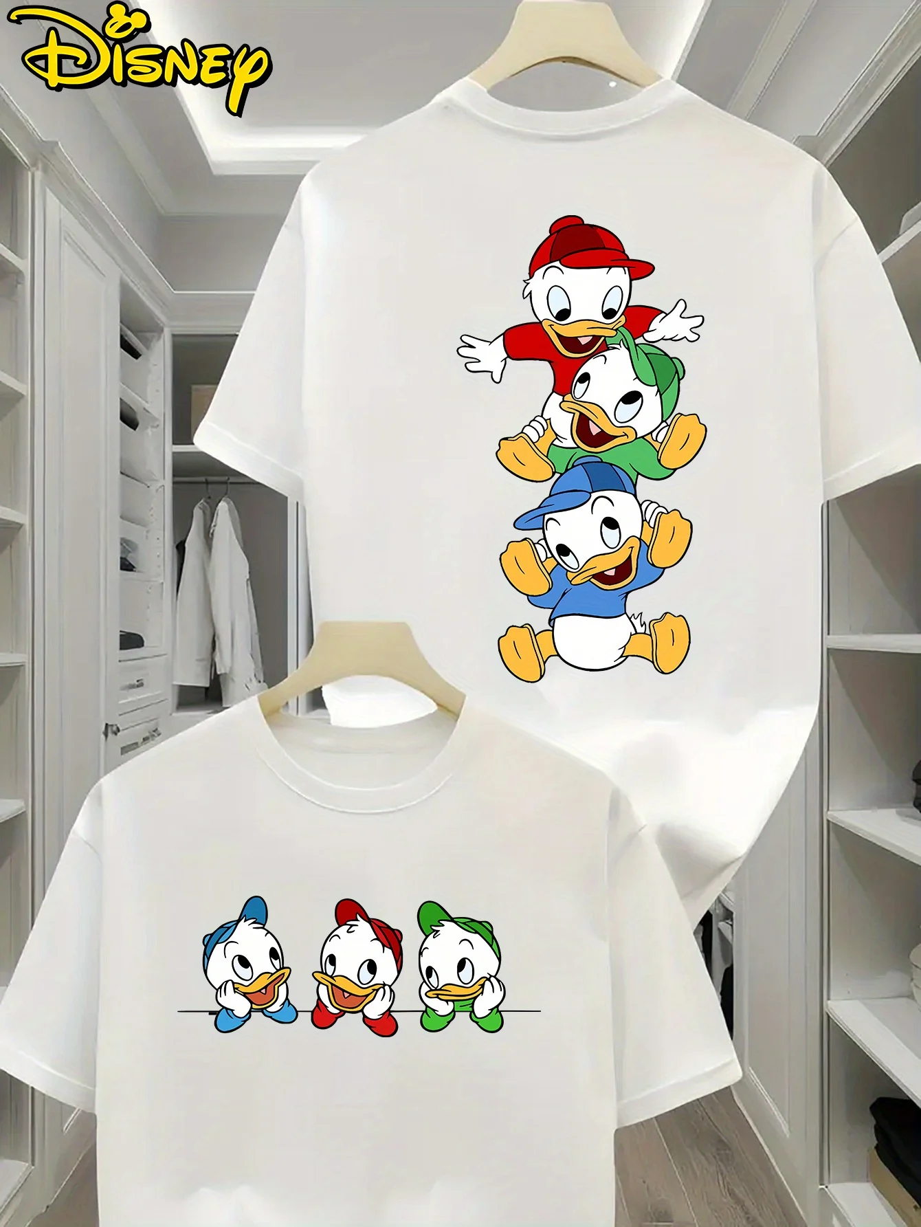 

cute Cool Couple Disney Family Cartoon Donald Duck T Shirt Unisex Men's Funny Summer Cotton Women Tee Oversize Top Streetwear
