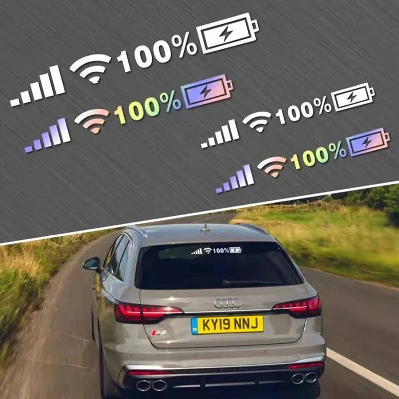 

Wifi Battery Level Mark Car Vinyl Stickers Decals Car Rear Windshield Body Auto Funny Sticker Reflective Stickers