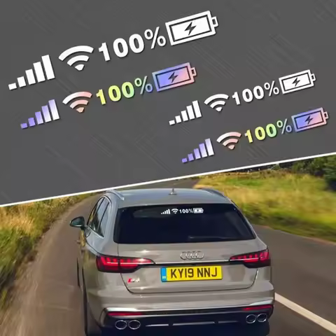 Wifi Battery Level Mark Car Vinyl Stickers Decals Car Rear Windshield Body Auto Funny Sticker Reflective Stickers