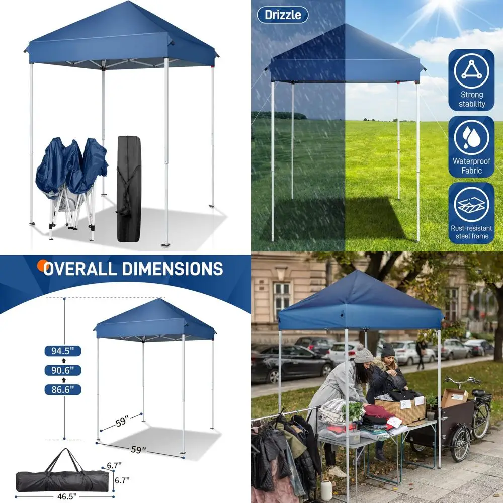 

Instant Pop Up Canopy Tent 5x5, Outdoor Shelter with Carry Bag, Suitable for Patio, Balcony, Porch, Backyard
