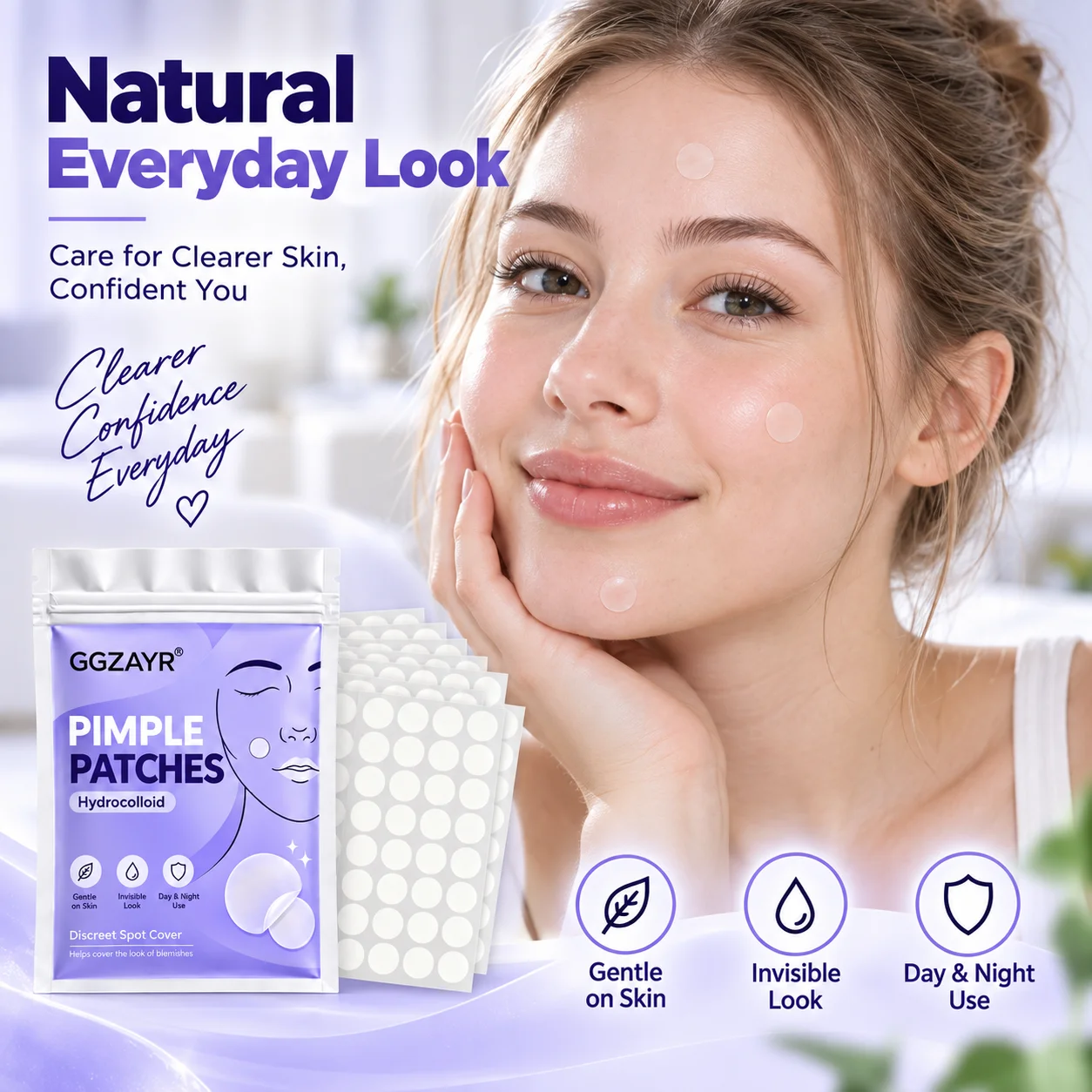 560PCS Hydrocolloid Pimple Patches, 14 Sheets Clear Round Face Spot Covers for Day & Night Use