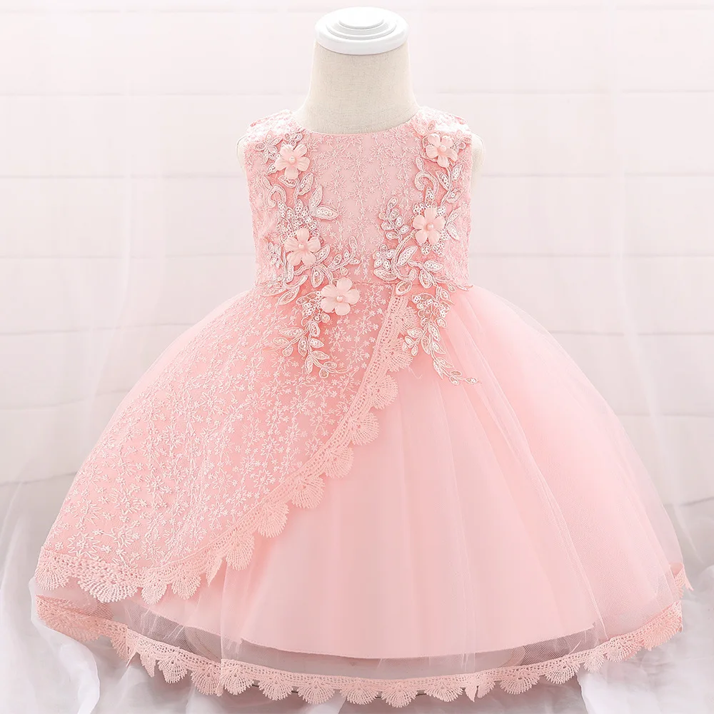 Cute Lace Mesh Stitching Birthday gift Clothes Toddler Kids Princess Baby Girl's Dresses 3 6 9 12months Sleeveless Newborn Dress