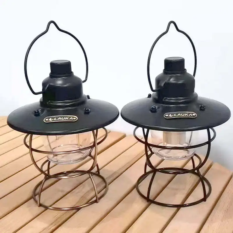 Lámpara led portátil para acampar, iluminación multifuncional, resistente al agua, estilo retro, ideal para exteriores