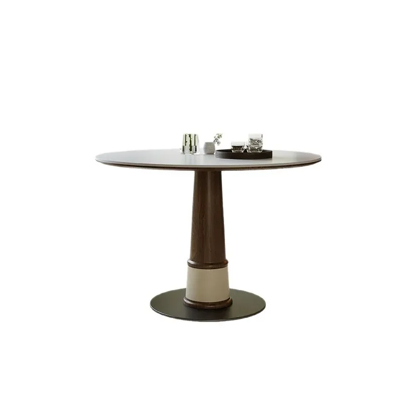 

Medieval solid wood round table French household round dining table retro style dining table