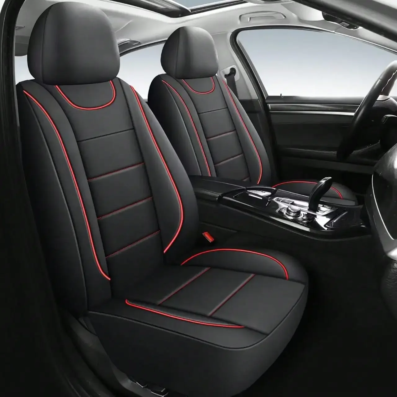 Universal 2-Seat Car Seat Covers. Leather Fabric With Elasticated Design For A Close Fit To The Original Car Seats. Suitable For All Seasons, Durable, Comfortable, And Effectively Protects The Original Car Seats.