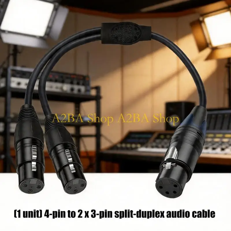 A2BA Heavy Duty XLR 4Pin To Two 3Pin Splitter Cable For High Fidelitys Music Transfer