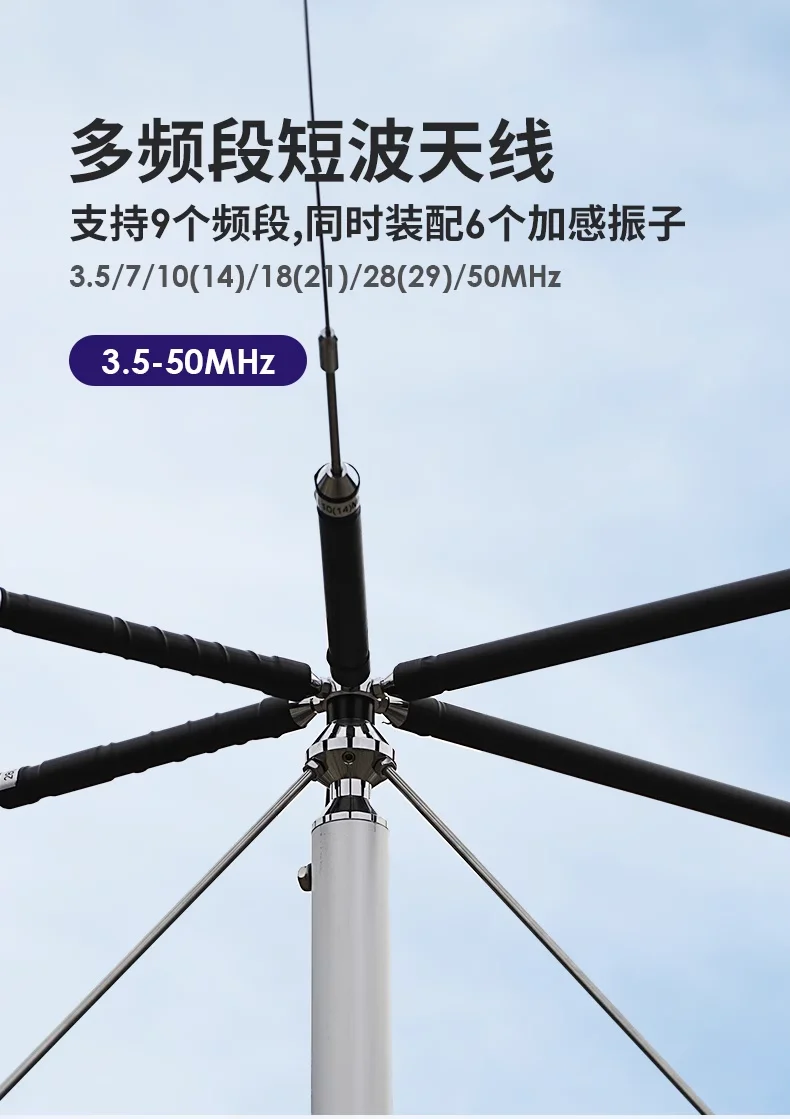 Antena dipolo de ondas curtas Eagle HFC-6S 3,5-50 MHz HF Antena base multibanda HAM