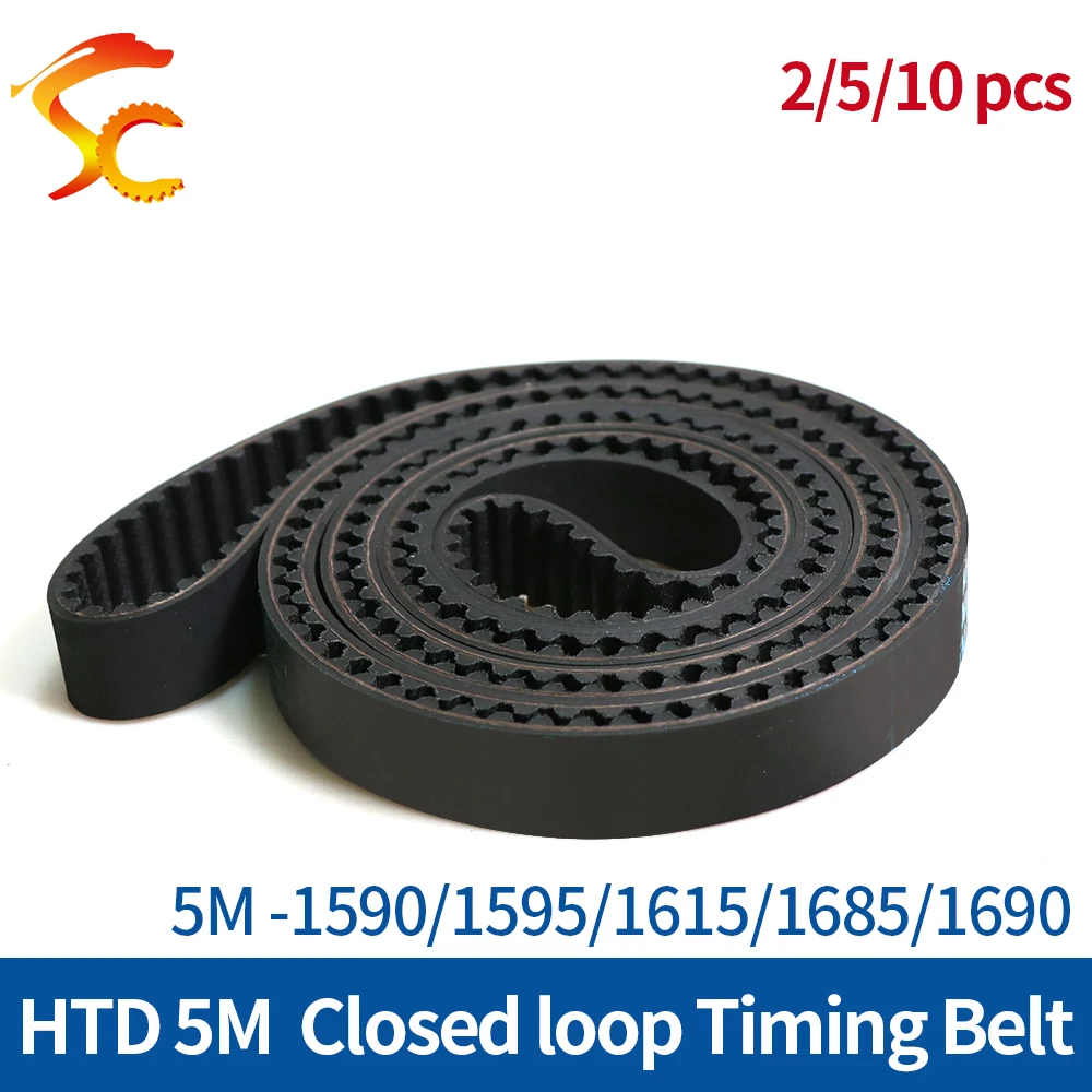 

ONEFIRE Rubber Timing Belt 5M-1590/1595/1615/1685/1690 Circular Arc tooth Belts Width 10/15/20/25mm For 5M Alloy Pulley