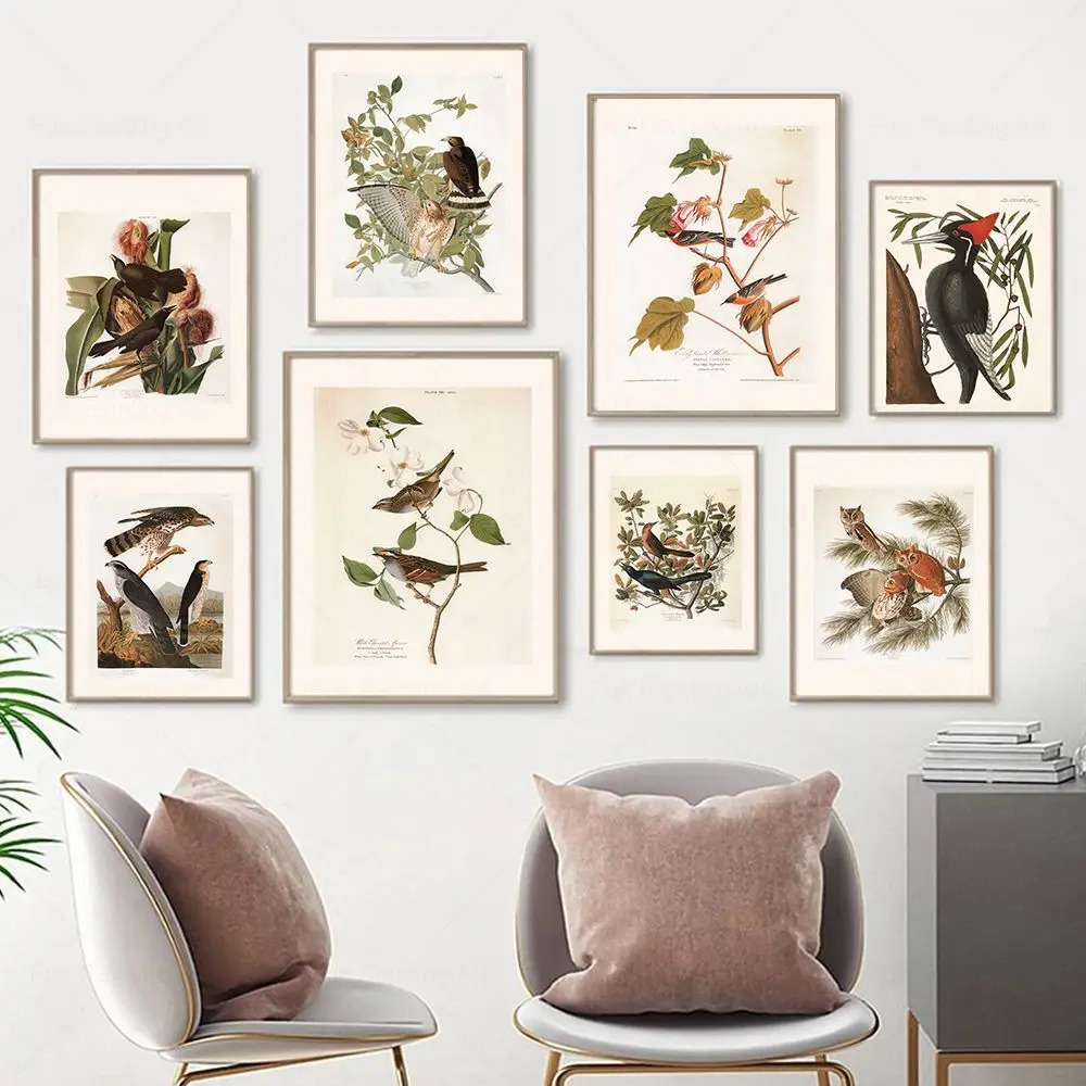 Vintage Botanical Flower Bird Wall Art Canvas Painting Nordic Posters And Prints Aesthetics Pictures For Living Room Home Decor
