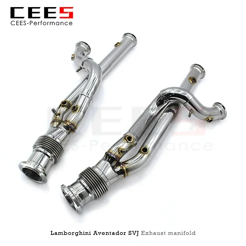 CEES SS304 High - Flow Catless Exhaust Downpipe for Lamborghini Aventador SVJ 2011 - 2019 - Performance Parts