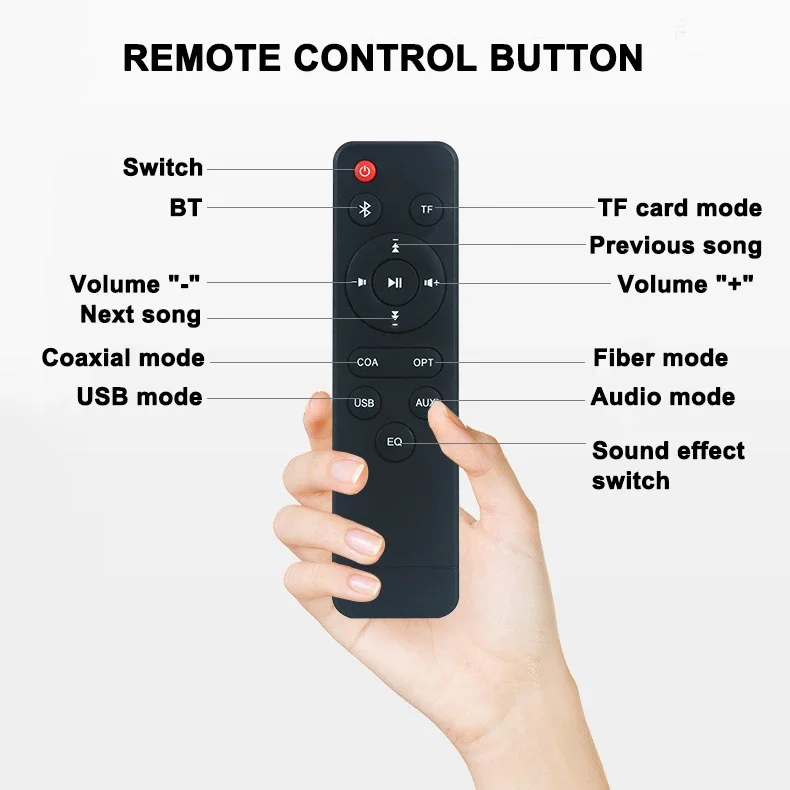 Barra de sonido para TV de 39,5 pulgadas, Subwoofer 2,1, Coaxial/óptico/Aux/USB/tarjeta TF con sonido envolvente ajustable EQ