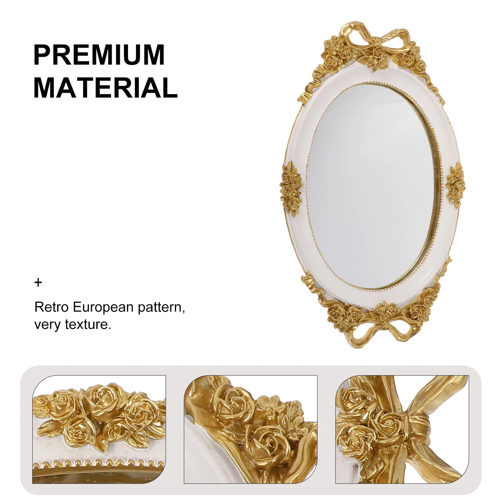 

1Pcs Mirror Tray Retro Resin Glass Storage Dish for Jewelry Cake Display Decorative Vintage Plate Home Living Room Bedroom