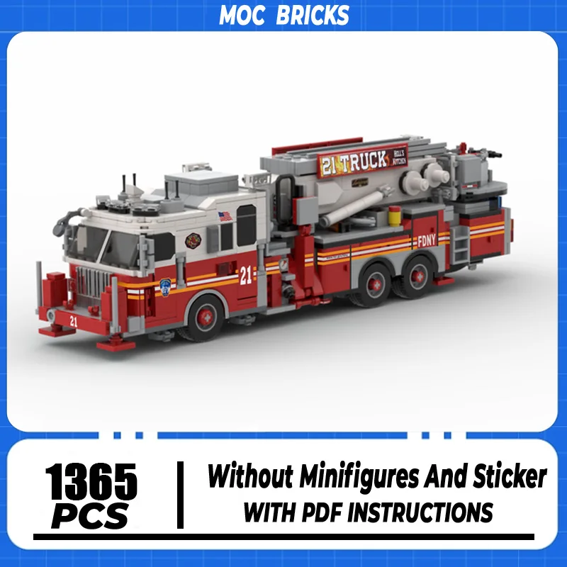 

Moc Building Bricks Fire Department New York Model Building Technology Modular Fire Fighting Vehicle Block DIY Toy Holiday Gifts