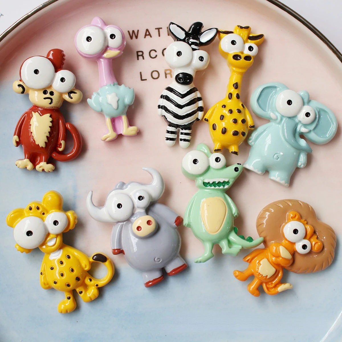 5pcs Resin Cartoon Animal Ostrich Lion Refrigerator Sticker Home Decoration