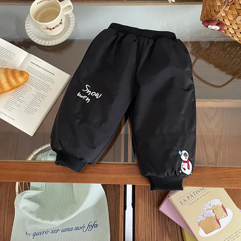 

Kids Baby Girls Pant 2025 Winter Cartoon Printed Thicken Warm Toddler Girls Cotton Trouser Casual Children Girls Quilted Pant