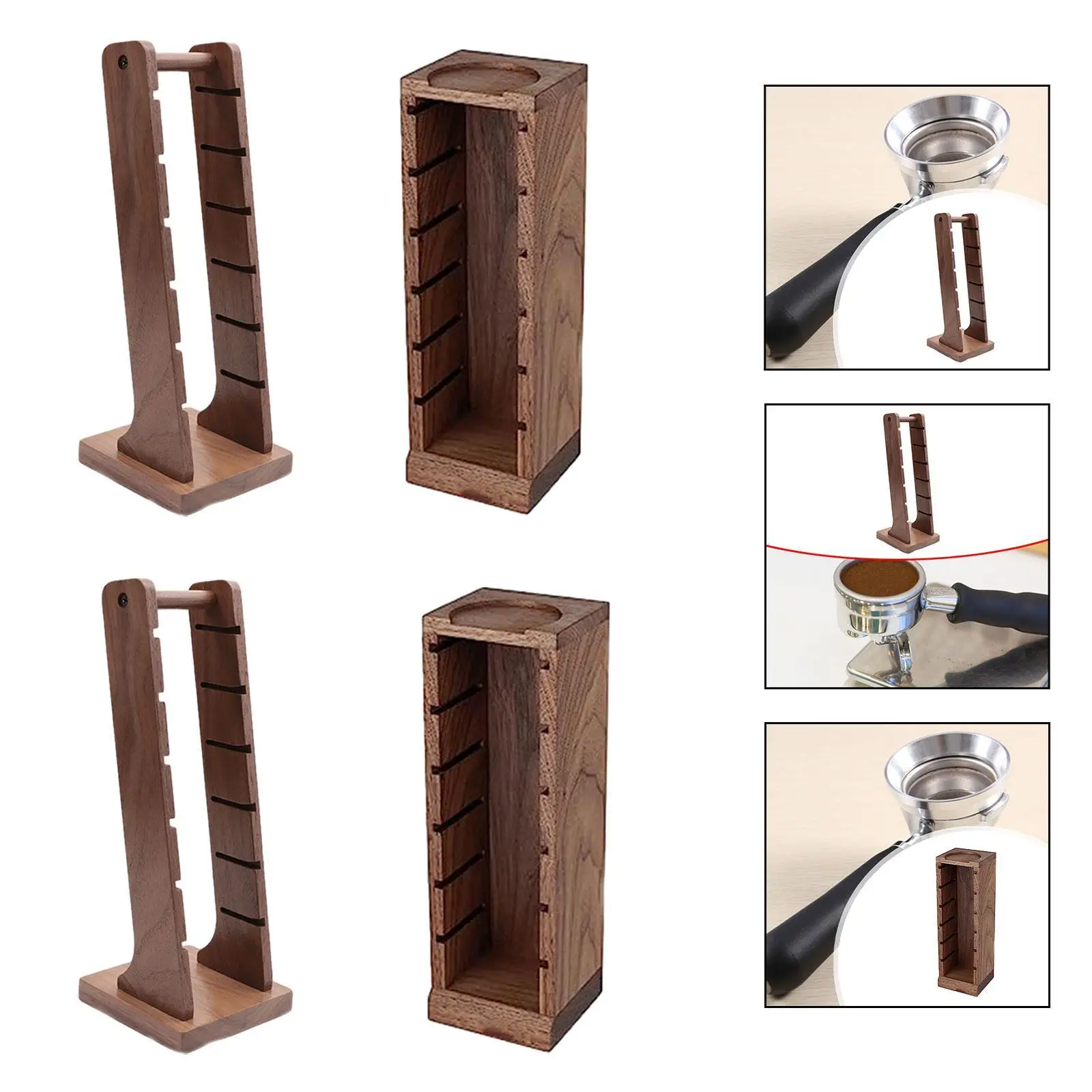 Coffee Powder Bowl Storage Rack Practical Wooden for Kitchen Cafe Countertop