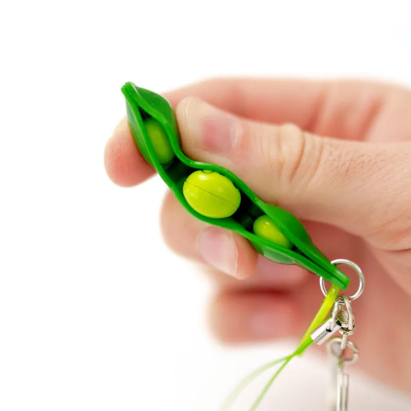 Pea Pod Keychain Fidget Toy Stress Relief Squeeze Autism Sensory Products For Adults And Kids Antistress Funny Gifts