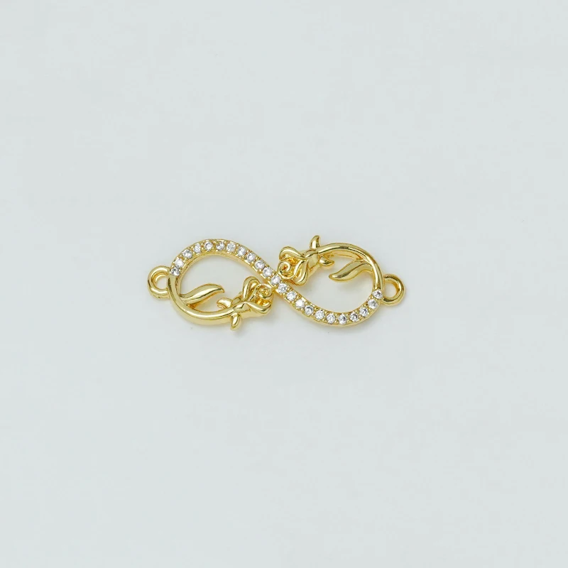 3 Pcs Zigzag Copper Plated Jewelry Accessories Diy Bracelet Necklace Making Connectors Micro Inlay Zircon Curved Hollow Parts