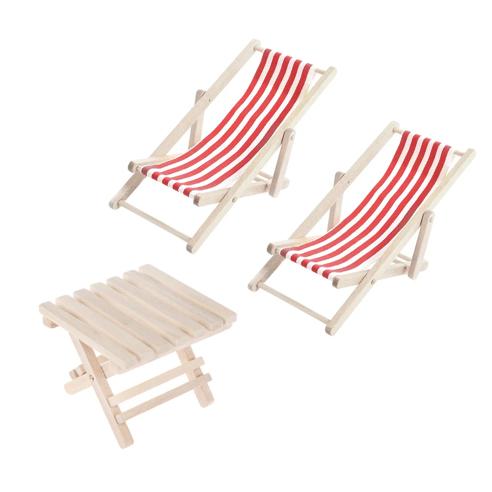 Summer Beach Accessories Model Mini House Furniture Baby Miniature Sunbath Chair