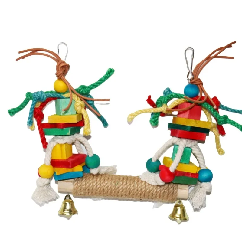 

Parrot toy, colorful swing, hanging ring, standing rod, perch, standing rod, sword, hemp rope, toy Pepper Wood Pole Cage Parrot