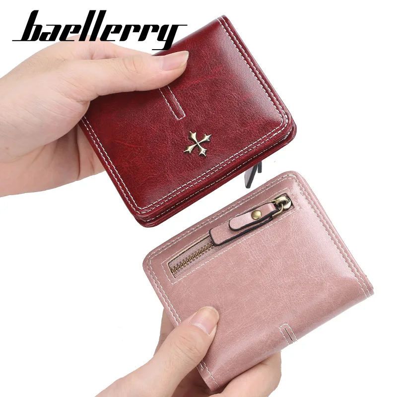 Baellerry Fashion Ultra-Thin Mini Women's Wallet Short PU Leather Credit Card Holder High-End Zero Wallets for Ladies