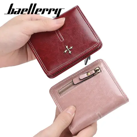 Baellerry Fashion Ultra-Thin Mini Women's Wallet Short PU Leather Credit Card Holder High-End Zero Wallets for Ladies