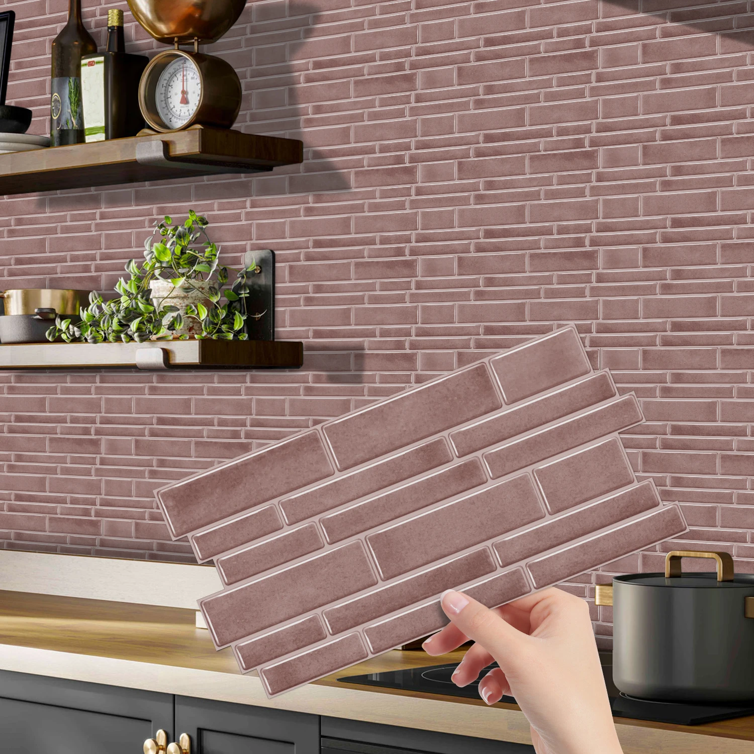

Peel and Stick Backsplash Tiles, Self-Adhesive 3D Subway Tile Stickers for Kitchen Bathroom (6/12/24/48 PCS)