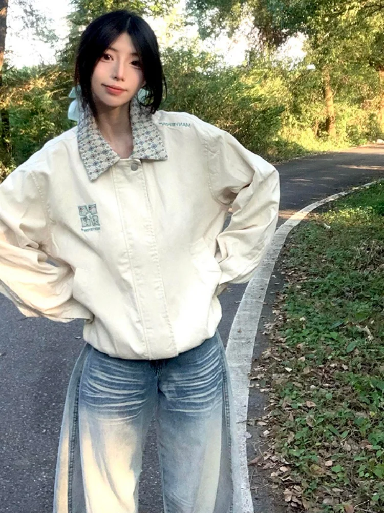 Grande taille Vintage américain Sle couteau Denim jean femmes automne hiver Fce doublé Thi taille basse mince jambe droite...